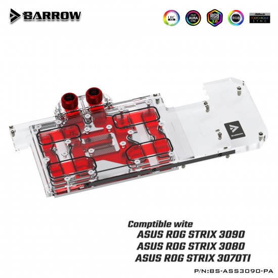 ASUS STRIX 3090/3080 Aurora Full coverage Barrow GPU Water Block 