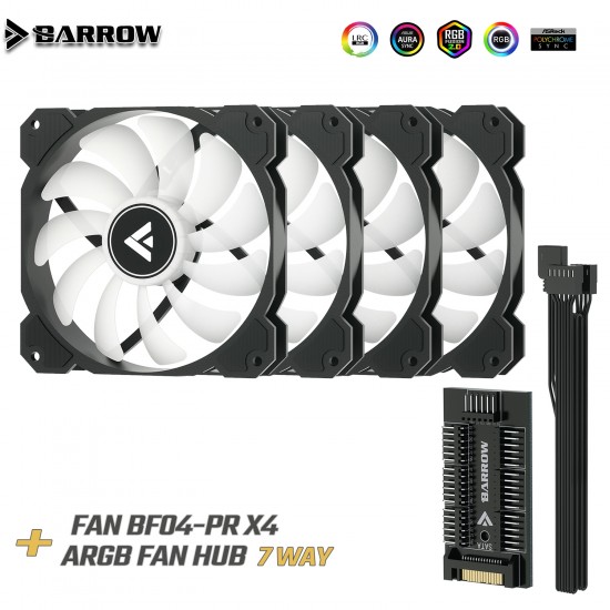 (Set 4) Barrow radiator fan Aurora+Controller 7 ways (รับประกัน 1 ปี )