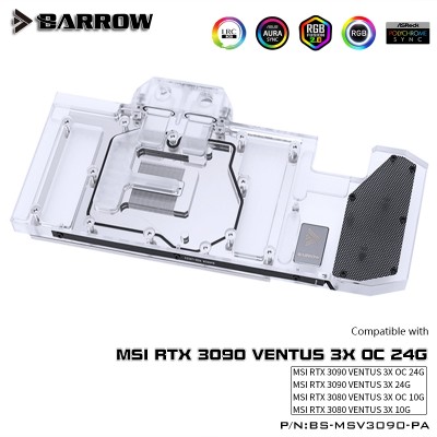 MSI RTX MSI 3090 VENTUS Full coverage Barrow GPU Water Block 