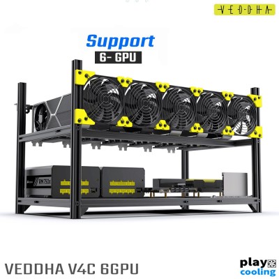 (⛏ พร้อมส่ง)  VEDDHA V4C 6GPU Premium Mining Aluminum Case Stackable (พรีเมี่ยมเคสริก วางซ้อนกันได้)