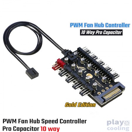 PWM Fan Hub Speed Controller 10Way Pro Capacitor sata (ใช้ต่อพัดลม 10ตัว ปรับรอบ PWM Pro Capacitor รับประกัน 1 ปี)