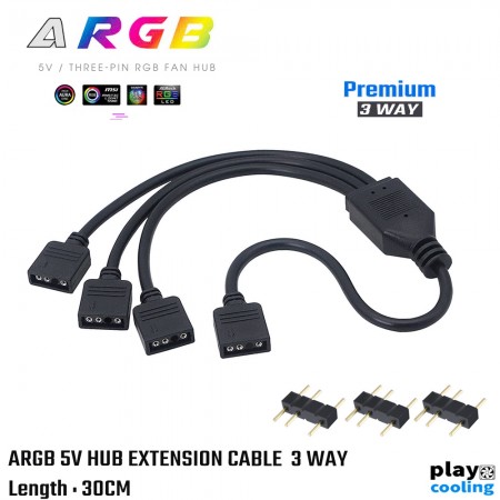 5V ARGB Hub Extension Cable 3 Way  (สายต่อเพิ่มอุปกรณ์ 1 to 4 ARGB 5V 3Pin จัดส่งในไทย รับประกัน 1 ปี)