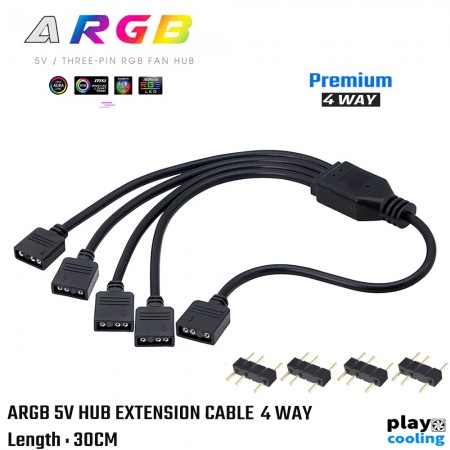 5V ARGB Hub Extension Cable 4 Way  (สายต่อเพิ่มอุปกรณ์ 1 to 4 ARGB 5V 3Pin จัดส่งในไทย รับประกัน 1 ปี)