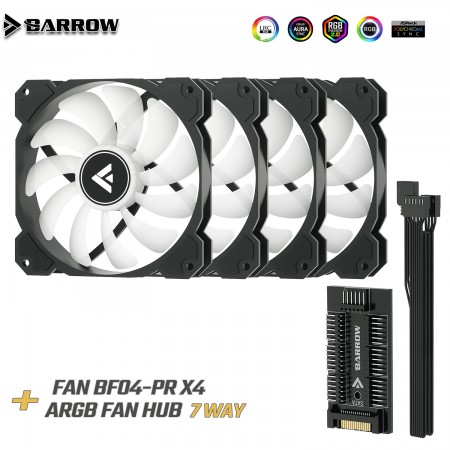 (Set 4) Barrow radiator fan Aurora+Controller 7 ways (รับประกัน 1 ปี )