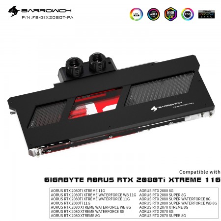 GIGABYTE AORUS RTX2080TI 2080 2080SUPER 2070 full cover BARROWCH GPU water block (รับประกัน 1 ปี)