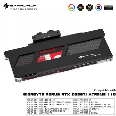 GIGABYTE AORUS RTX2080TI 2080 2070 2080SUPER  full cover BARROWCH GPU water block (สำหรับวางการ์ดแนวตั้ง)