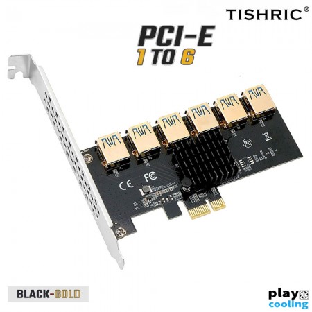 PCI Express Card PCI-E 1X  to USB3.0 6 Slot Black-Glad (สำหรับแปลงต่อการ์ดจอ 1 ออก 4 )