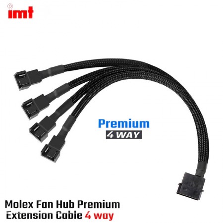 Molex Fan Hub Premium Extension Cable Molex TO 4PIN X4 Black (สายถัก Molex 4-way )