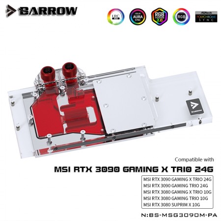 MSI RTX 3090/3080 GAMING X TRIO Full coverage Barrow GPU water block 