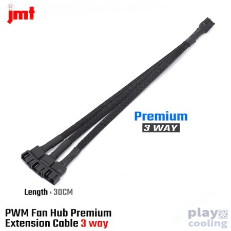 PWM Fan Hub Extension Cable PWM 4Pin one point to 3way Black  (สายถัก PWM 3way สีดำ)