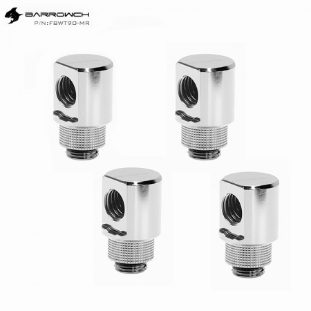(Set 4Pcs) Barrowch 90°Rotary Adapter with smooth surface Siver