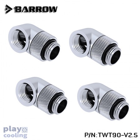 (Set 4Pcs) Barrow 90°Rotary Adapter (Male to Female) Silver