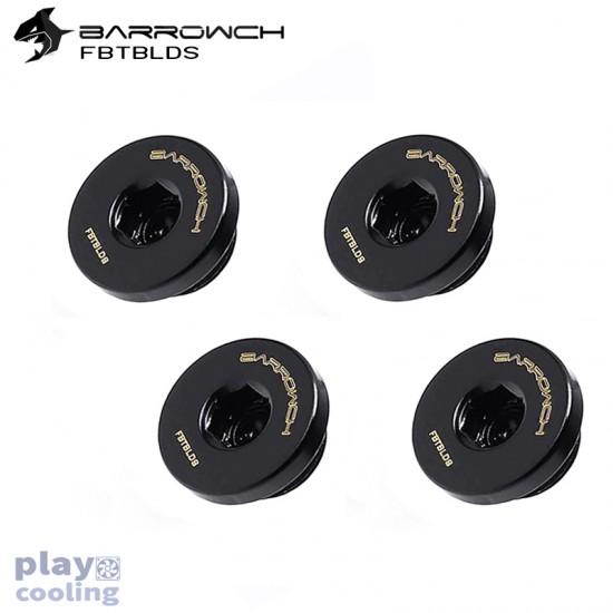 (Set 4Pcs) Barrowch ultra-thin Inner six angle Stop Plug Fitting Black 