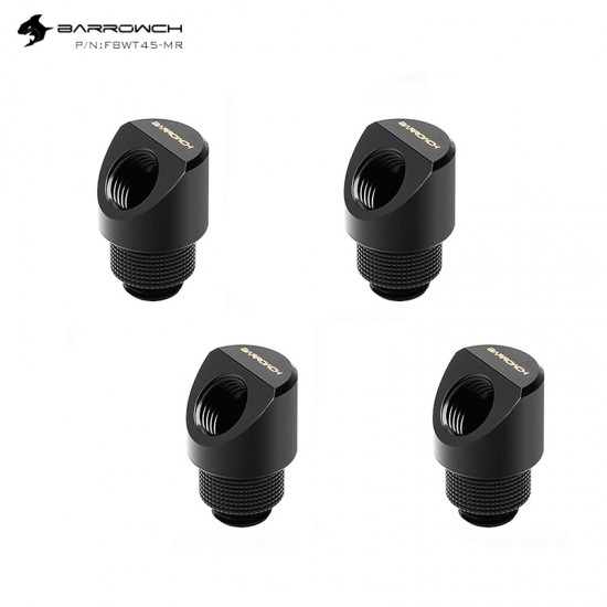 (Set 4Pcs) Barrowch 45°Rotary Adapter with smooth surface Black