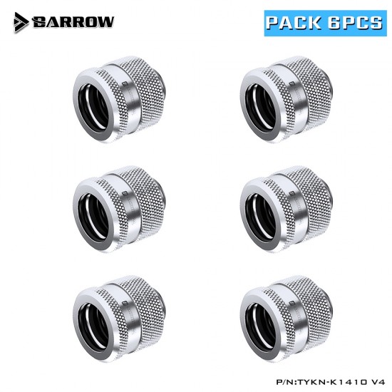 (Set 6Pcs)  Barrow Compression Fitting V4 -14mm Silver
