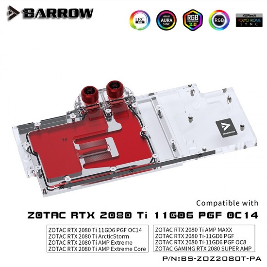 ZOTAC RTX2080Ti AMP EXTREME Full Coverage Barrow GPU Water Block