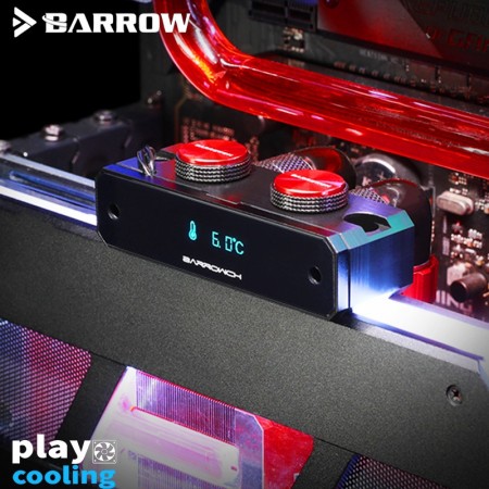 BARROWCH digital display 90°turning terminal connector for GPU water block (จอวัดอุหภูมิ 90° สำหรับบล็อกการ์ดจอแนวตั้ง)