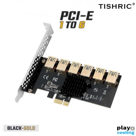 PCI Express Card PCI-E 1X  to USB3.0 6 Slot Black-Glad (สำหรับแปลงต่อการ์ดจอ 1 ออก 4 )