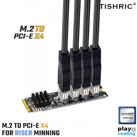 (SET) M.2 TO PCI-E X4 + RISER V010X FOR MINNING (อะแดปเตอร์ แปลง M.2 เพื่อต่อการ์ดจอ 4ตัว สำหรับเตรื่องขุด MINNING )