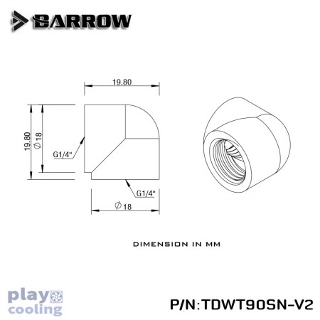 Barrow 90°Adapter ( Female to Felame ) silver