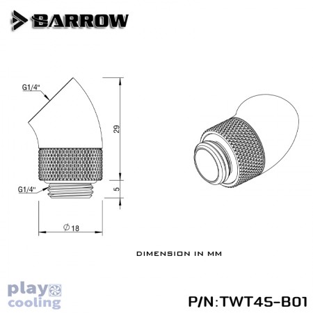 Barrow 45°Rotary Adapter (Male to Female) white
