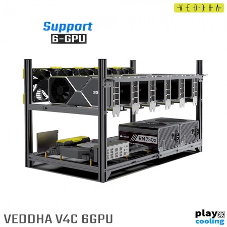 (⛏พร้อมส่ง)  VEDDHA V4C 6GPU Play Cool 2400GT ARGB Premium Mining Aluminum Case Stackable (พรีเมี่ยมเคสริก วางซ้อนกันได้ 
