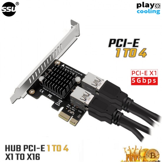 PCI Express ASM1184E PCI-E 1X  to USB3.0 4 Slot  (สำหรับแปลงต่อการ์ดจอ1 ออก 4 )