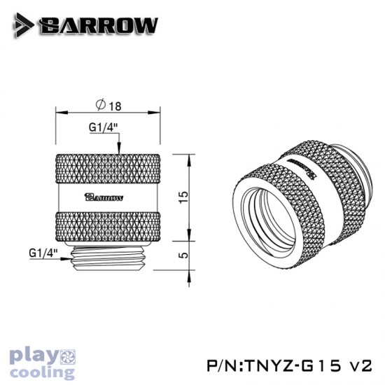 Barrow Male to Female Extender V2 - 15mm Black